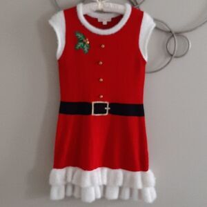 Mrs. Claus faux fur ruffle dress